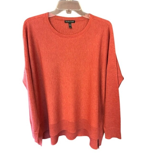 Eileen Fisher Sweaters - Eileen Fisher Sweater Womens M Coral Excellent Merino Alpaca Tencel Knit Top